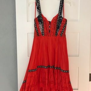 Free People Red Asymmetrical Hem Dress